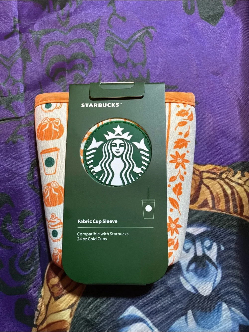 Disney parks starbucks 2026 fall/halloween fabric sleeve 24oz cold cups -NEW